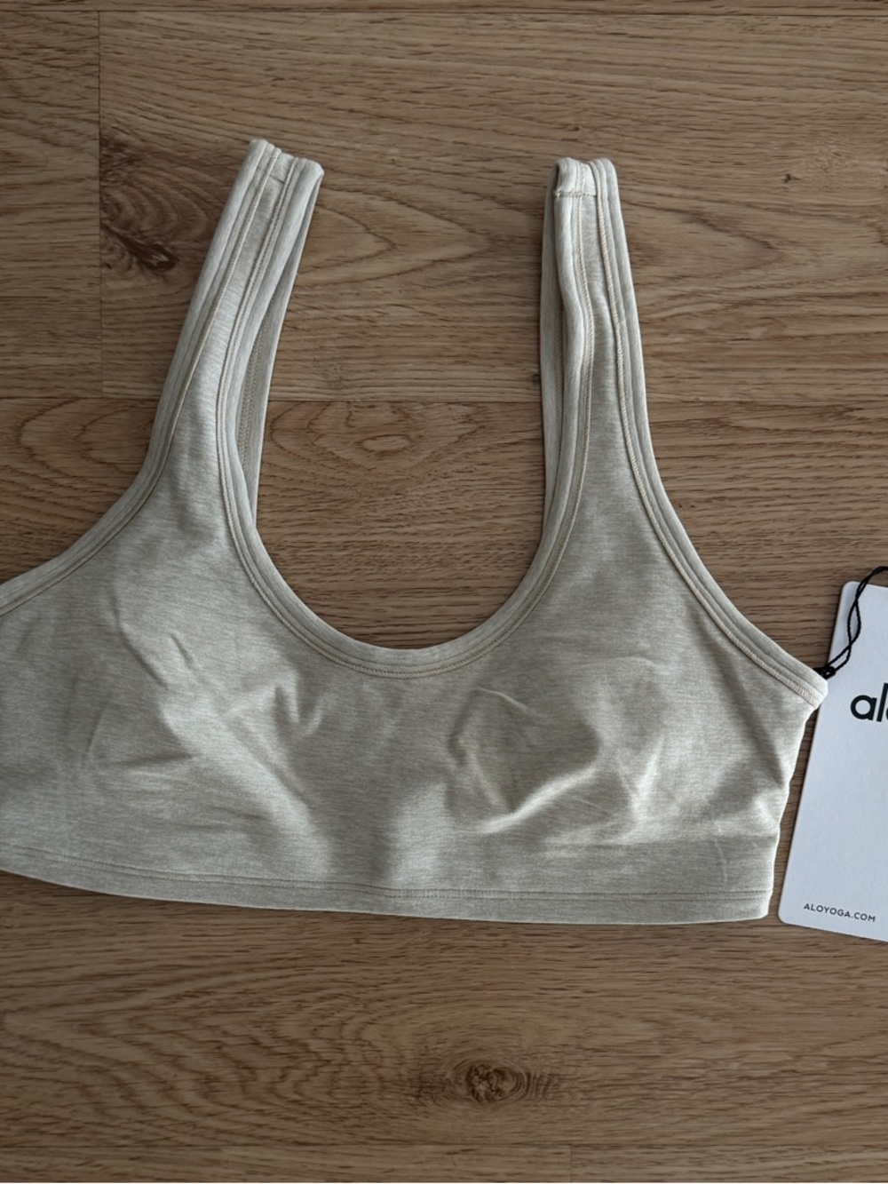 Alo Yoga Alosoft Center Stage Bra in Oatmeal Heather size S- NWT